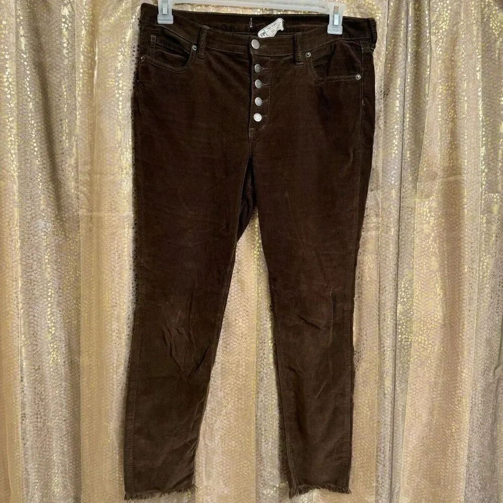 Free People Reagan Walnut Brown Button Fly Corduroy Ankle Jeans Size 30